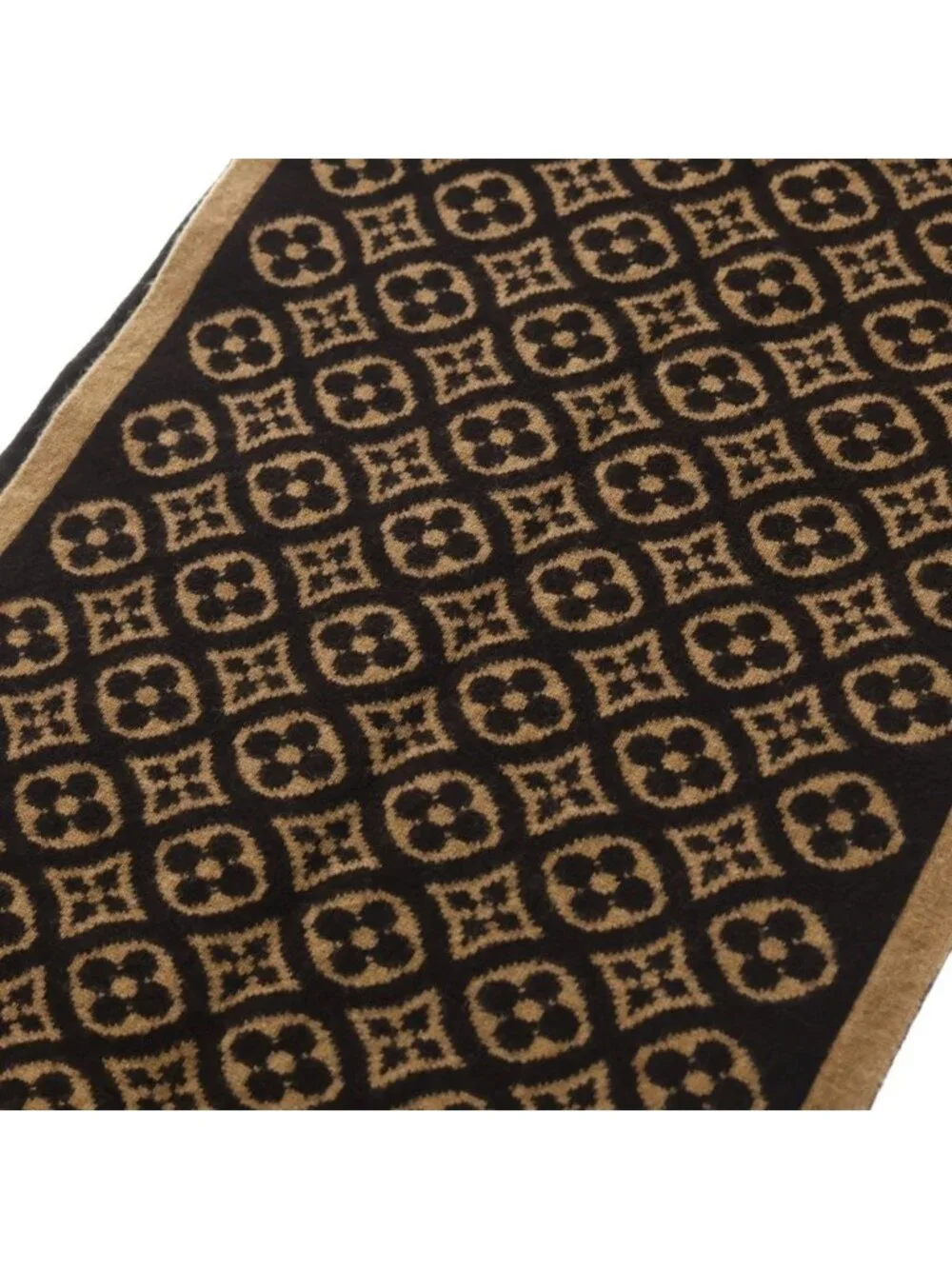 Louis Vuitton Echarpe Ski Monogram Cashmere Scarf Brown Beige